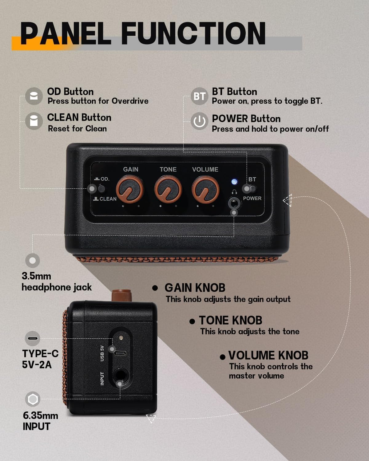 AROMA 5W Mini Guitar Amp