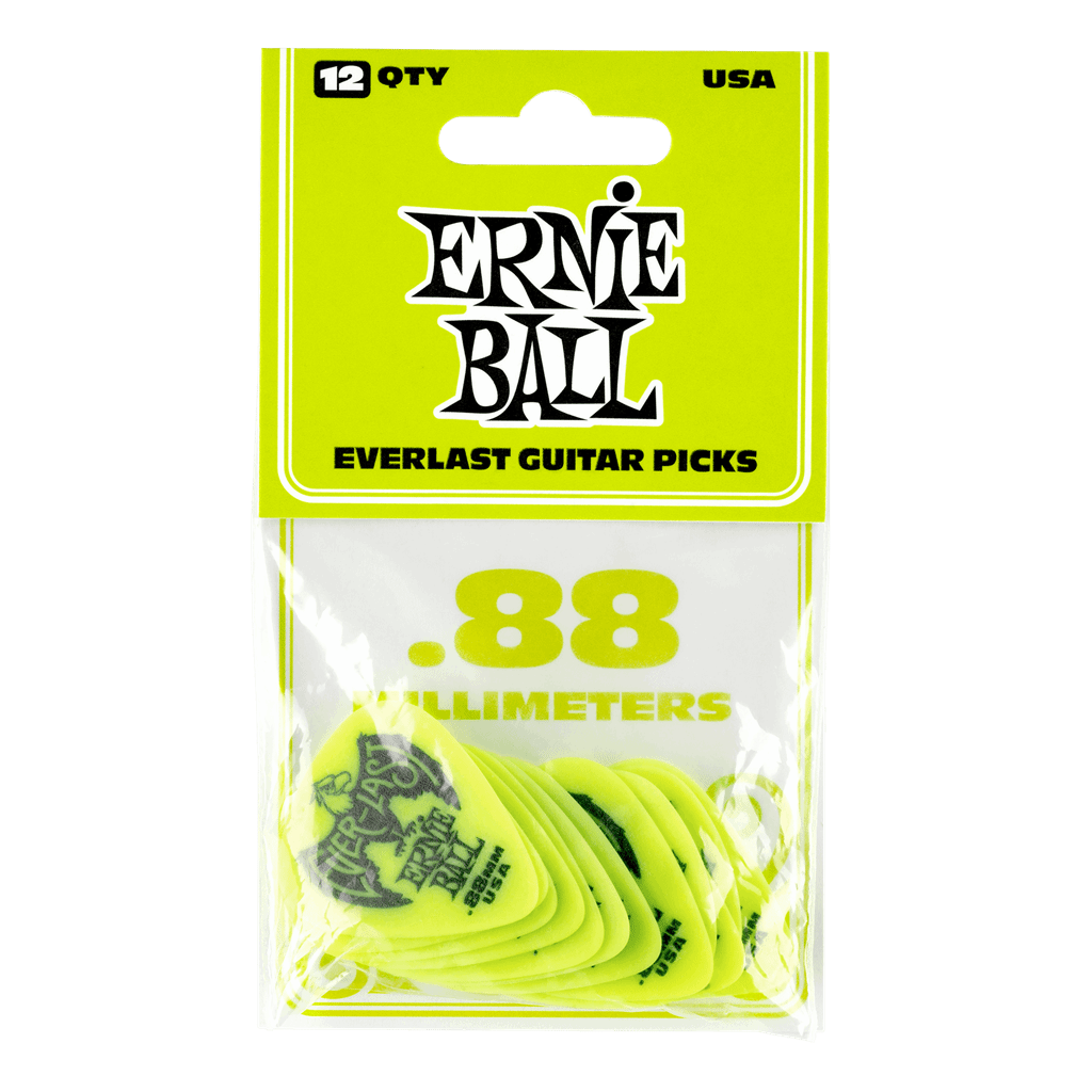 Ernie Ball Everlast Pick 0.88mm Green, 12 Pack
