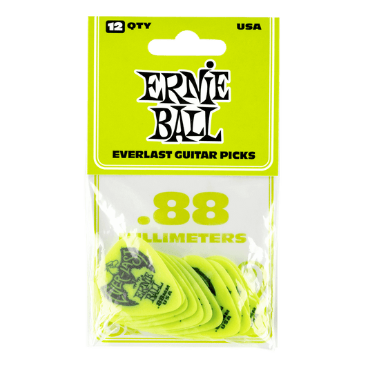 Ernie Ball Everlast Pick 0.88mm Green, 12 Pack