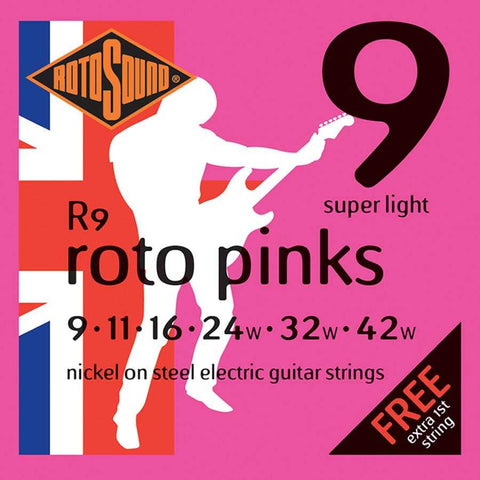 Rotosound Roto Pinks electric string set, nickel wound, 9-42