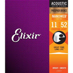 Elixir Nanoweb Phosphor Bronze Acoustic Guitar String Set, 11-52